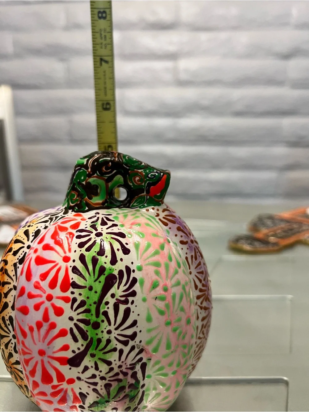 Hand-Painted Multicolor Decorative Pumpkin - Home Holiday Accent